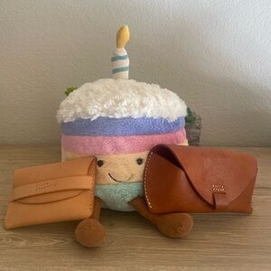 Set of 2 Genuine Leather sunglasses glasses case pouch bag card holder